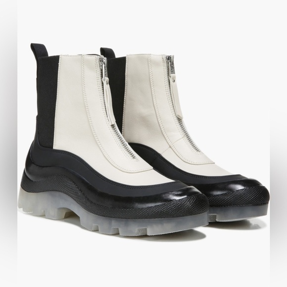 Circus NY - Sam Edelman Black Modern Ivory Zip Up Boot Size 8 - Picture 4 of 4